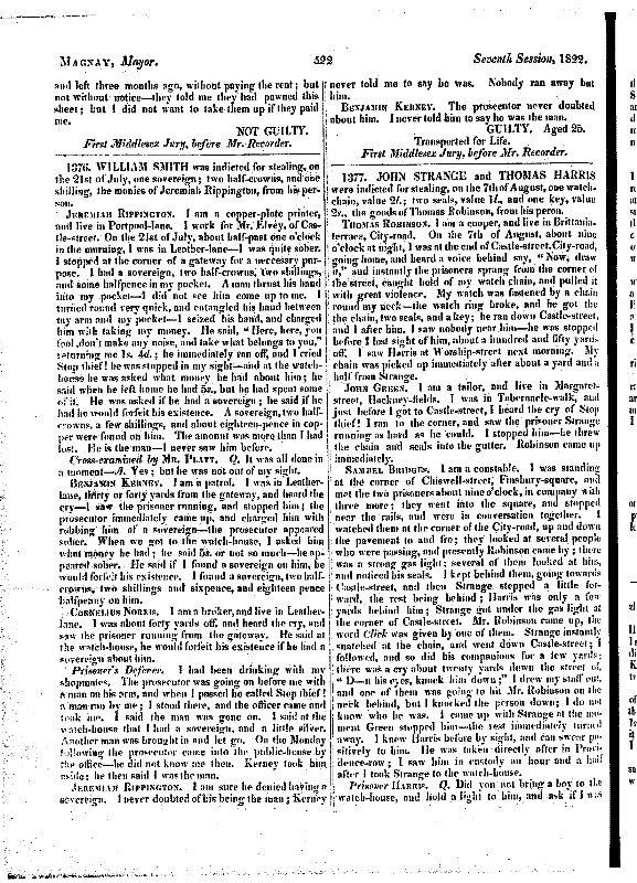 Rippington (Jeremiah) - Witness @ The Old Bailey - 11th September 1822